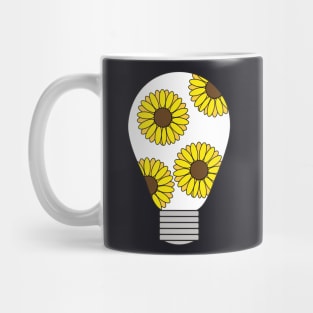Light bulb with yellow sunflowers Mug